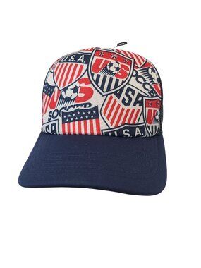 USA Soccer Trucker Hat Mesh Back Snapback Adjustable Navy & Red OS